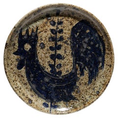 Circular Plate "Le Coq", Pyrite Stoneware, Paul Pouchol, 1960s