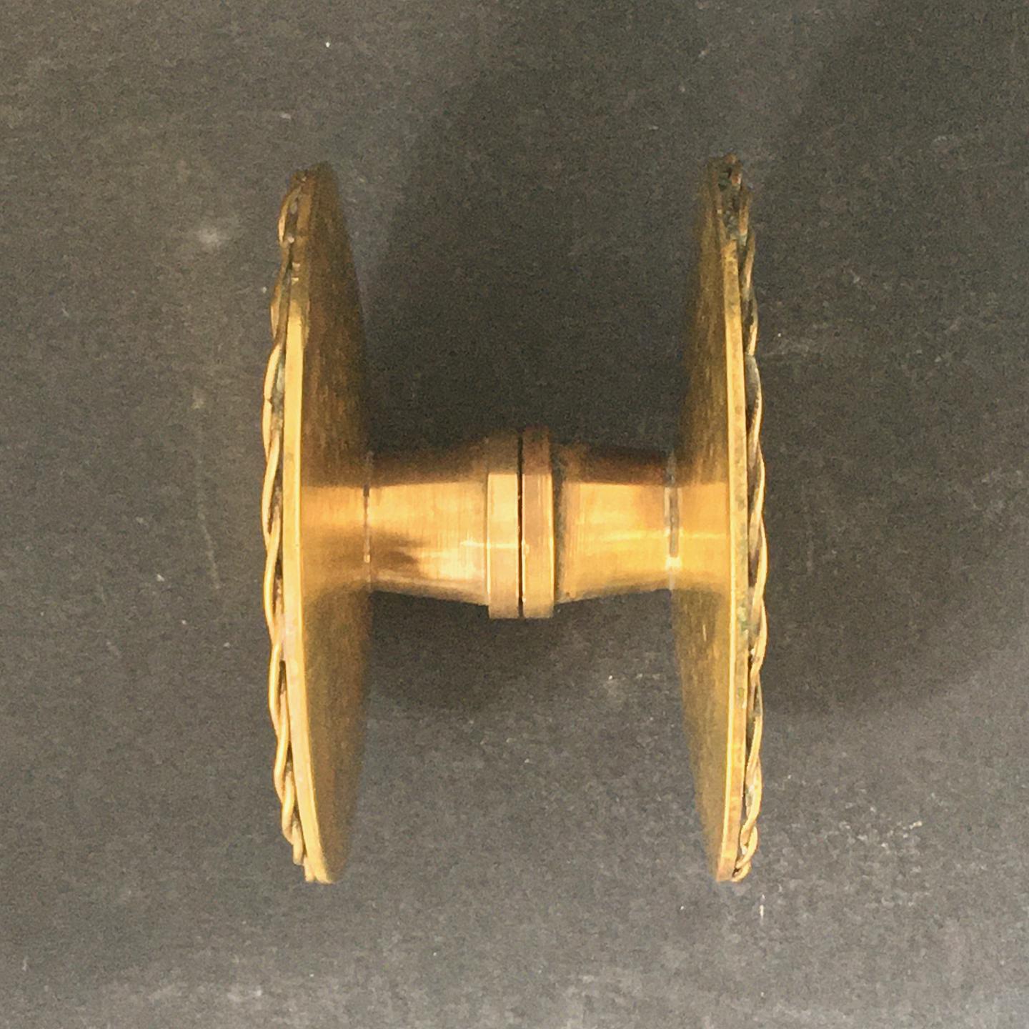 Metal Circular Push-Pull Door Handle in Brass, Mid-20th Century, France For Sale