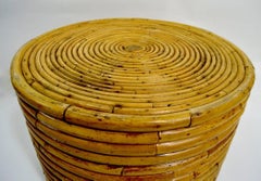 Circular Rattan Bamboo End Table