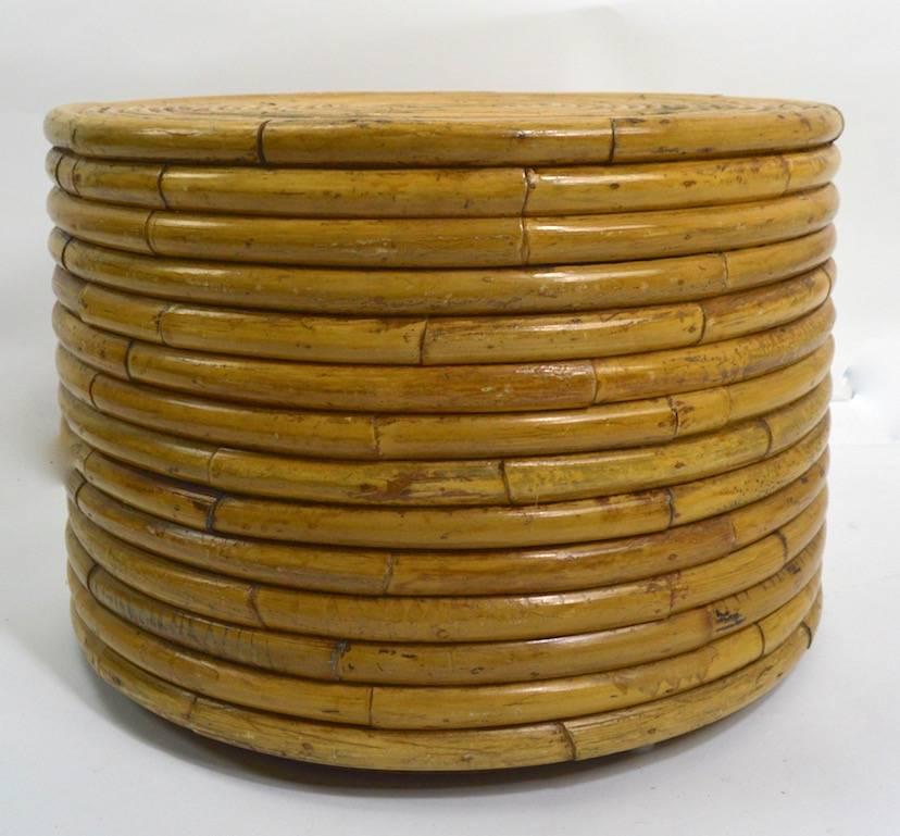 Circular Rattan Bamboo End Table In Good Condition In New York, NY