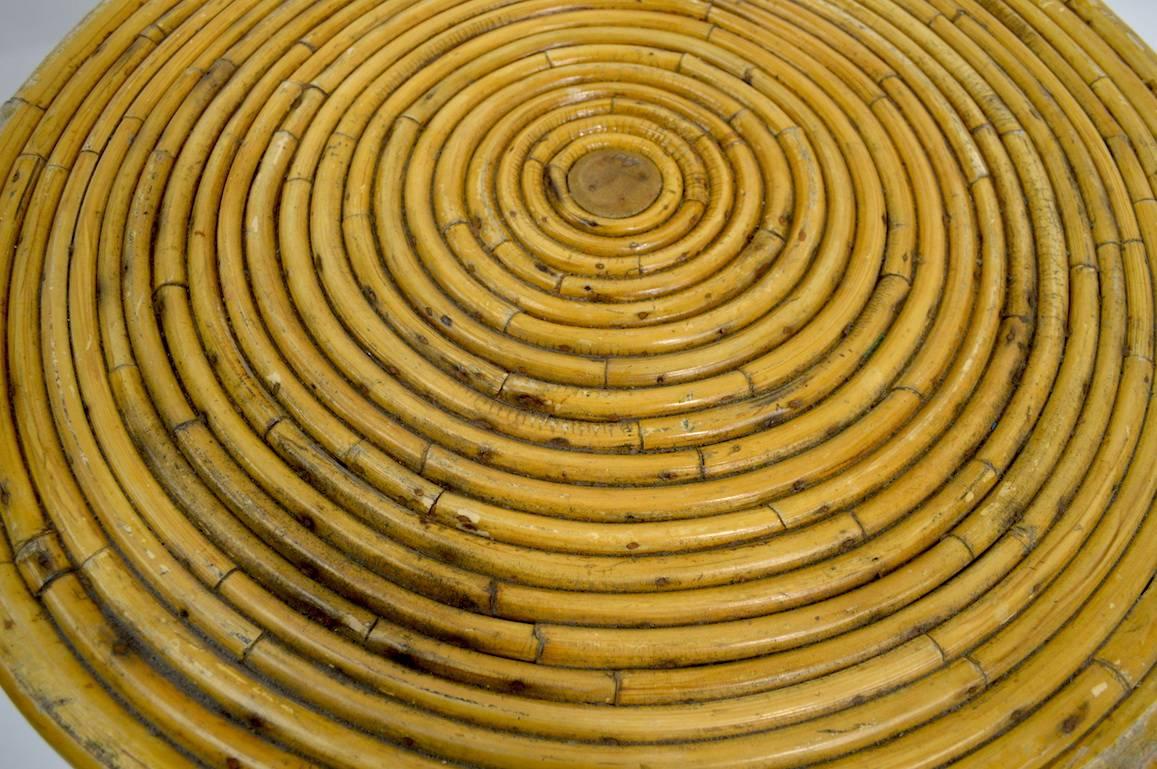 Circular Rattan Bamboo End Table 1