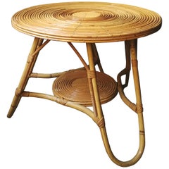 Circular Rattan Midcentury Sidetable Circular Rattan Midcentury Sidetable