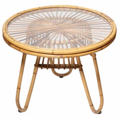 rattan table with glass top Circular Rattan Table with Glass Top