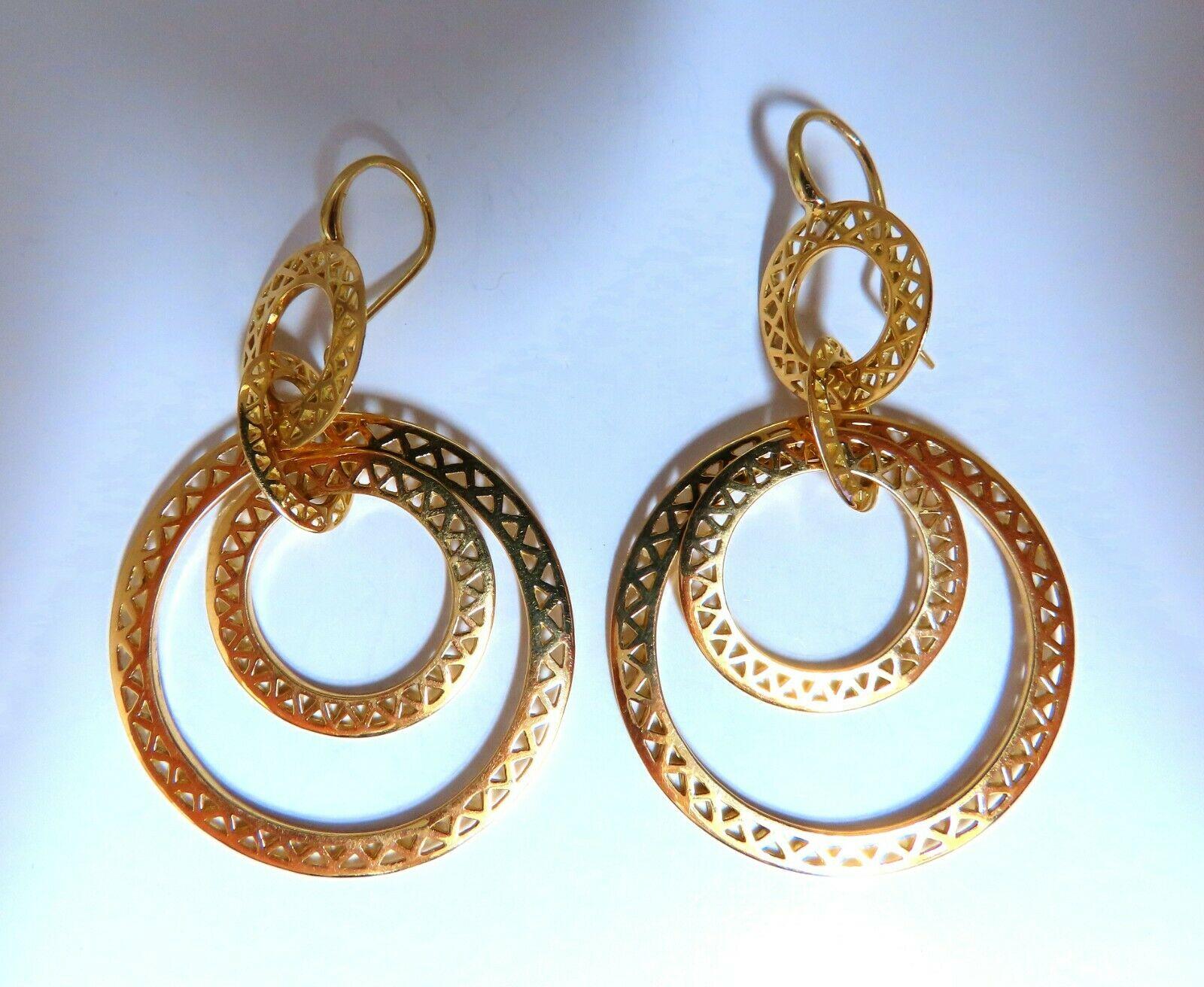 Circular Rolling Rings Dangle Earrings 18kt Gold In Excellent Condition For Sale In New York, NY