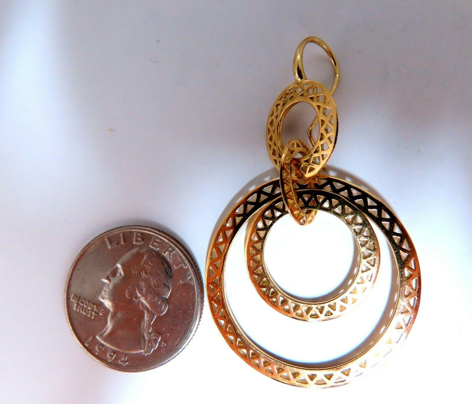 Women's or Men's Circular Rolling Rings Dangle Earrings 18kt Gold For Sale