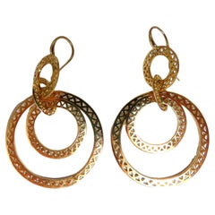 Circular Rolling Rings Dangle Earrings 18kt Gold