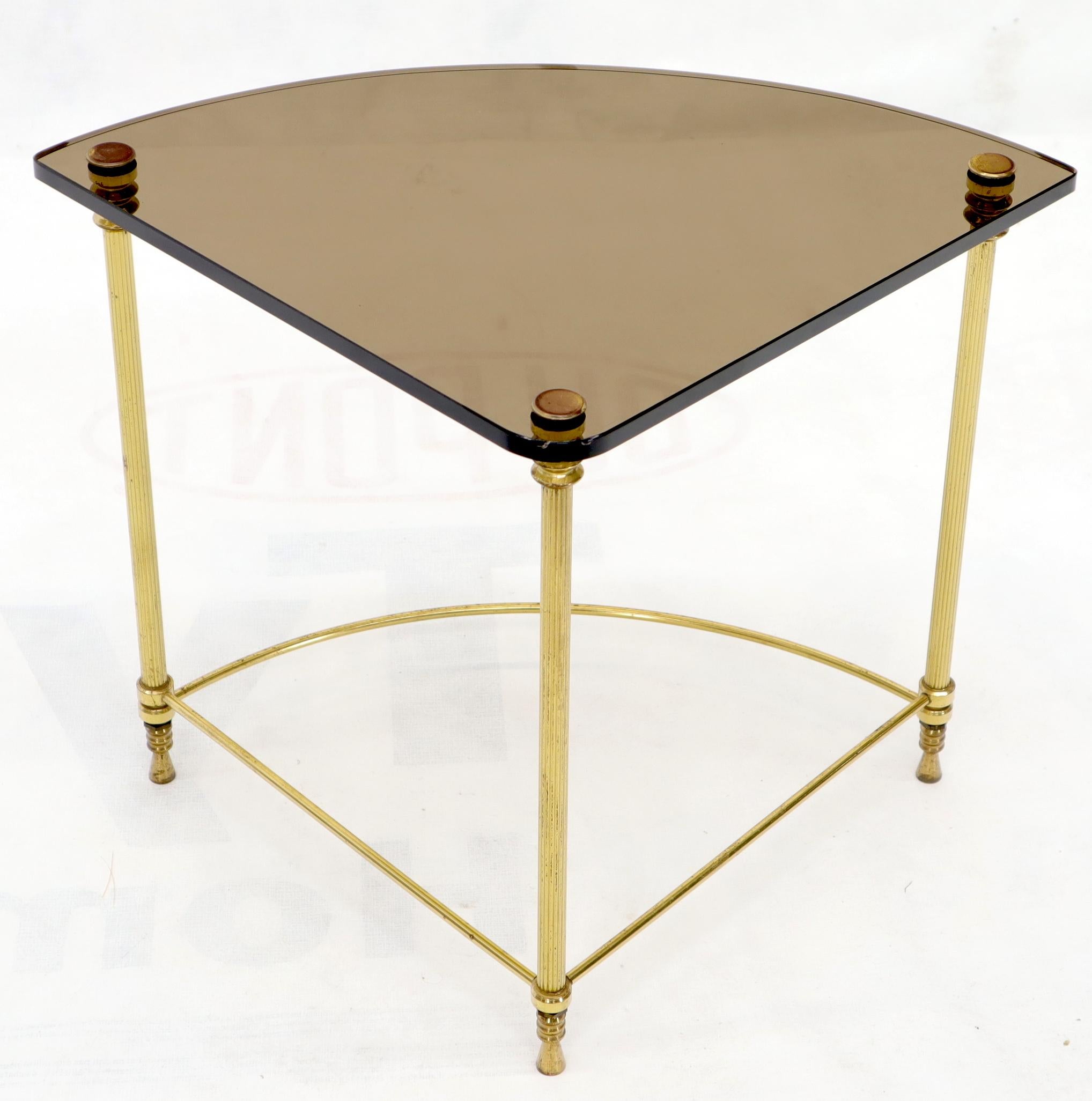 Circular Round Smoked Glass Brass Legs Nesting Coffee Table For Sale 5