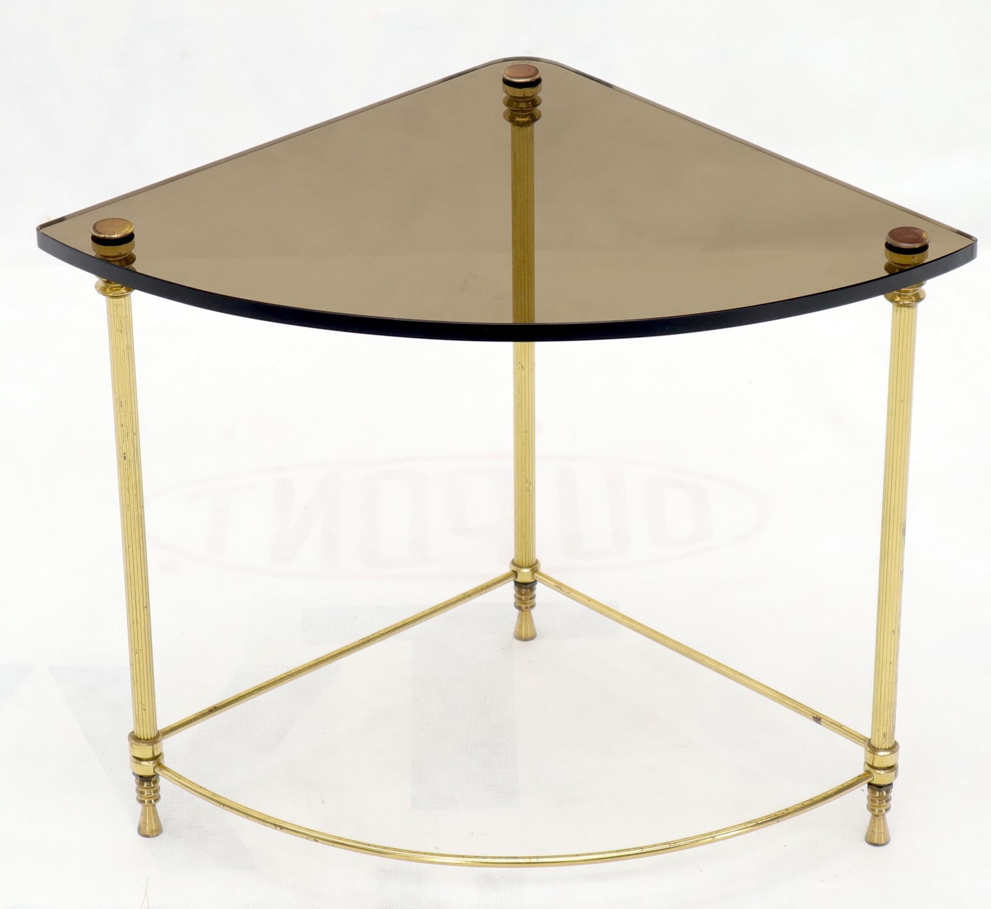Circular Round Smoked Glass Brass Legs Nesting Coffee Table For Sale 9