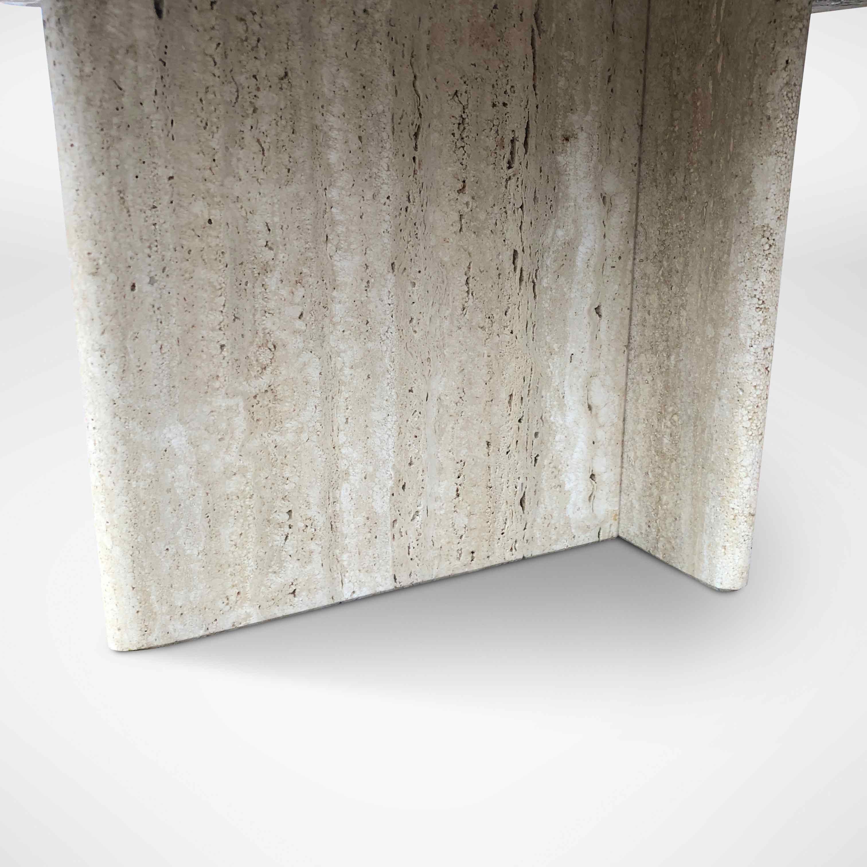 Late 20th Century Circular Round Travertine Coffee Table, Italy, 1970s