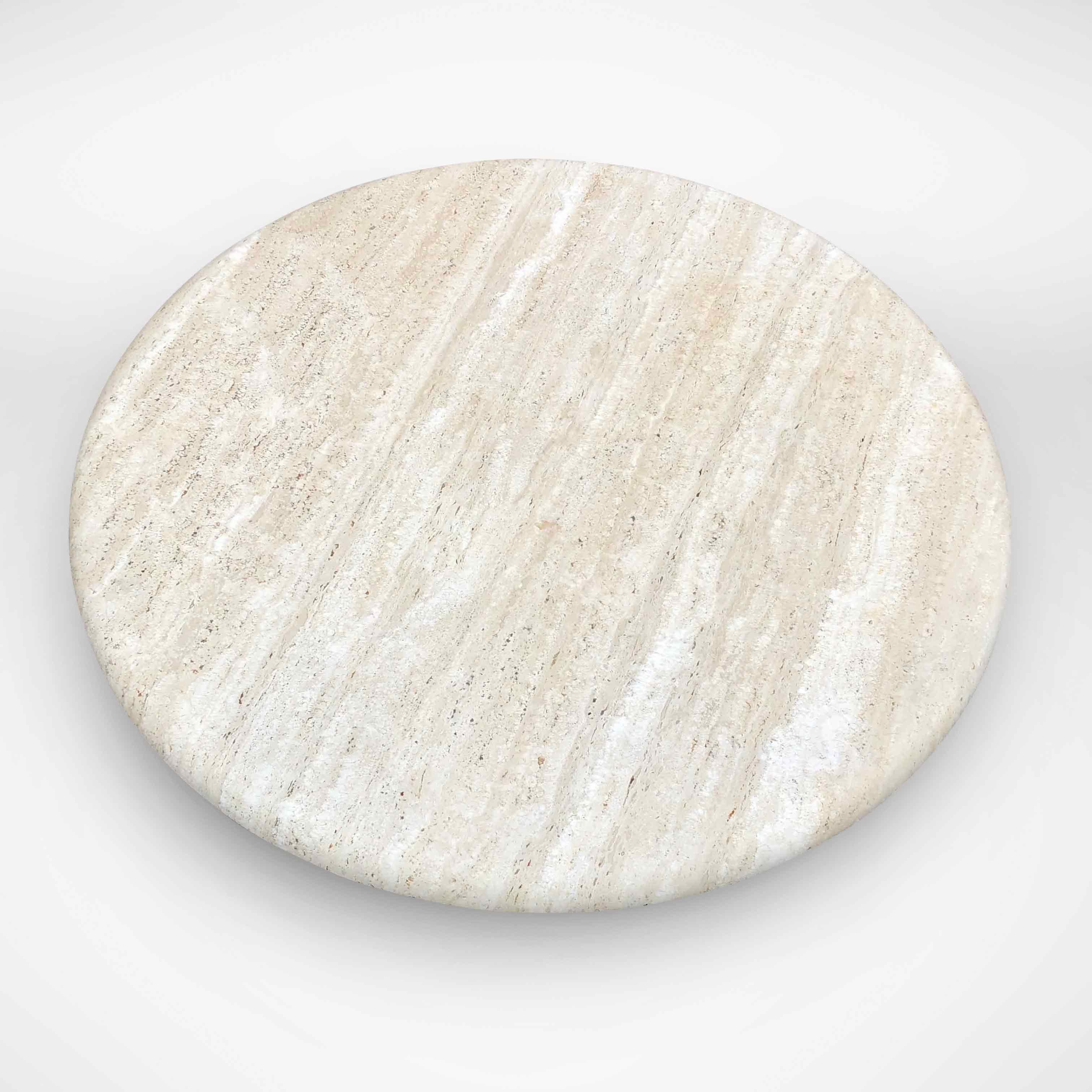 Circular Round Travertine Coffee Table, Italy, 1970s 3