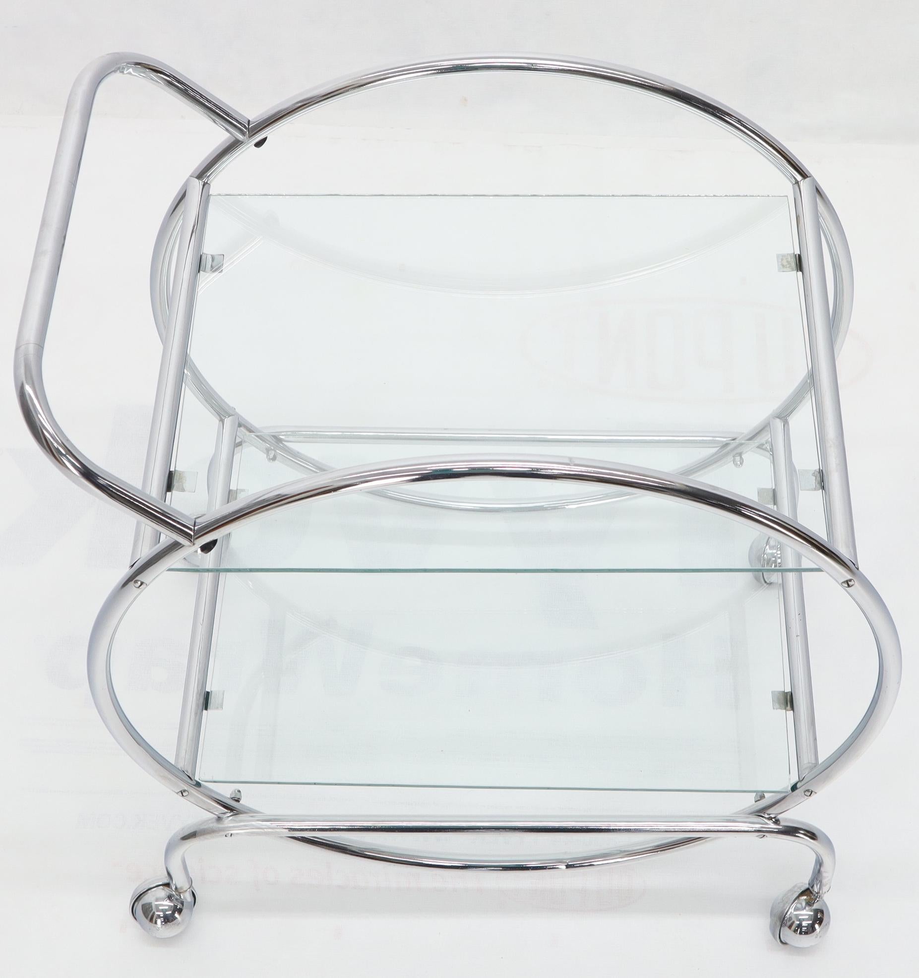 German Circular Shape Glass Top Bauhaus Serving Cart Deco Midcentury Wolfgang Hoffman For Sale