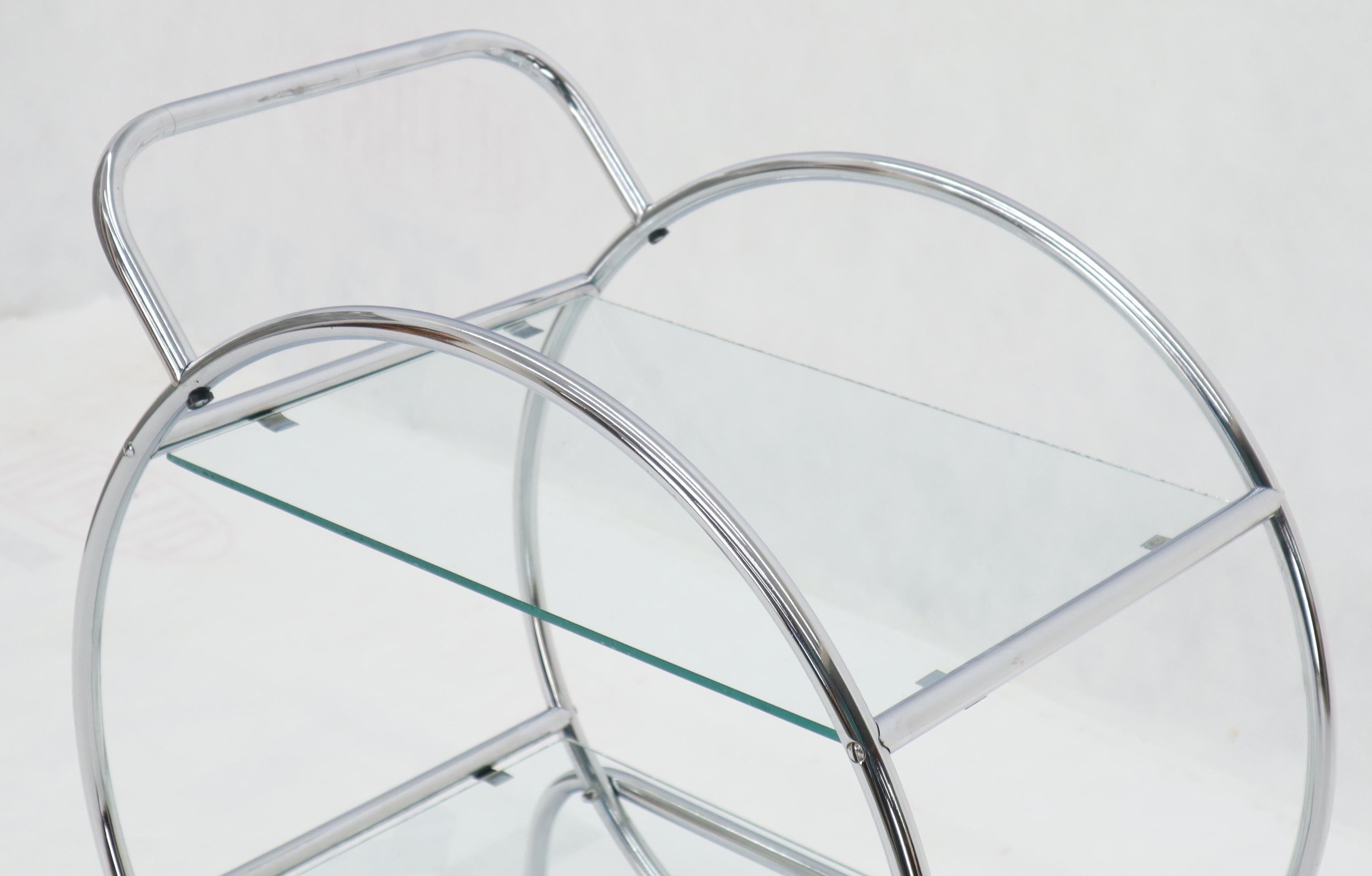 20th Century Circular Shape Glass Top Bauhaus Serving Cart Deco Midcentury Wolfgang Hoffman For Sale