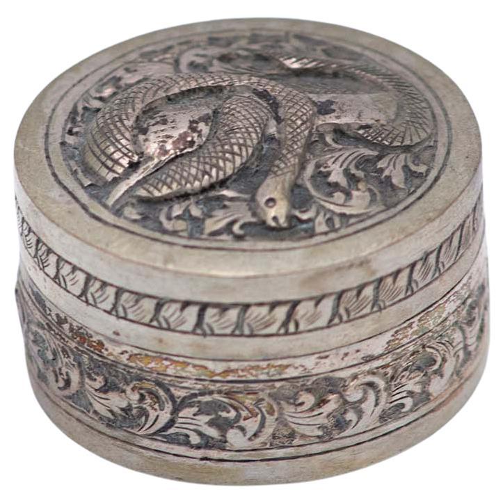 Circular shaped silver pill box