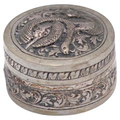 Circular shaped silver pill box