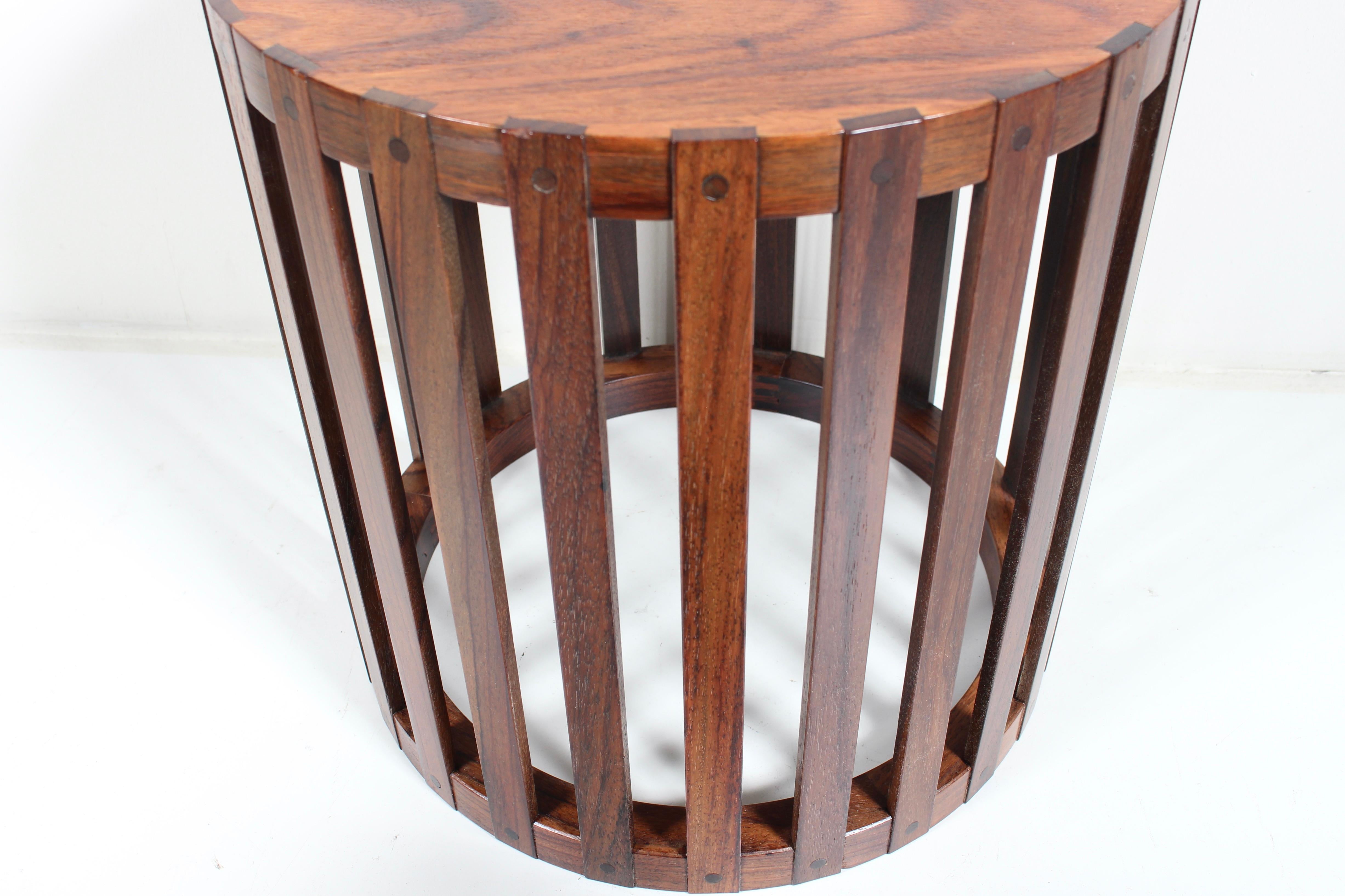 Metropolitan Furniture Corp. Circular Slatted Solid Rosewood Occasional Table 4