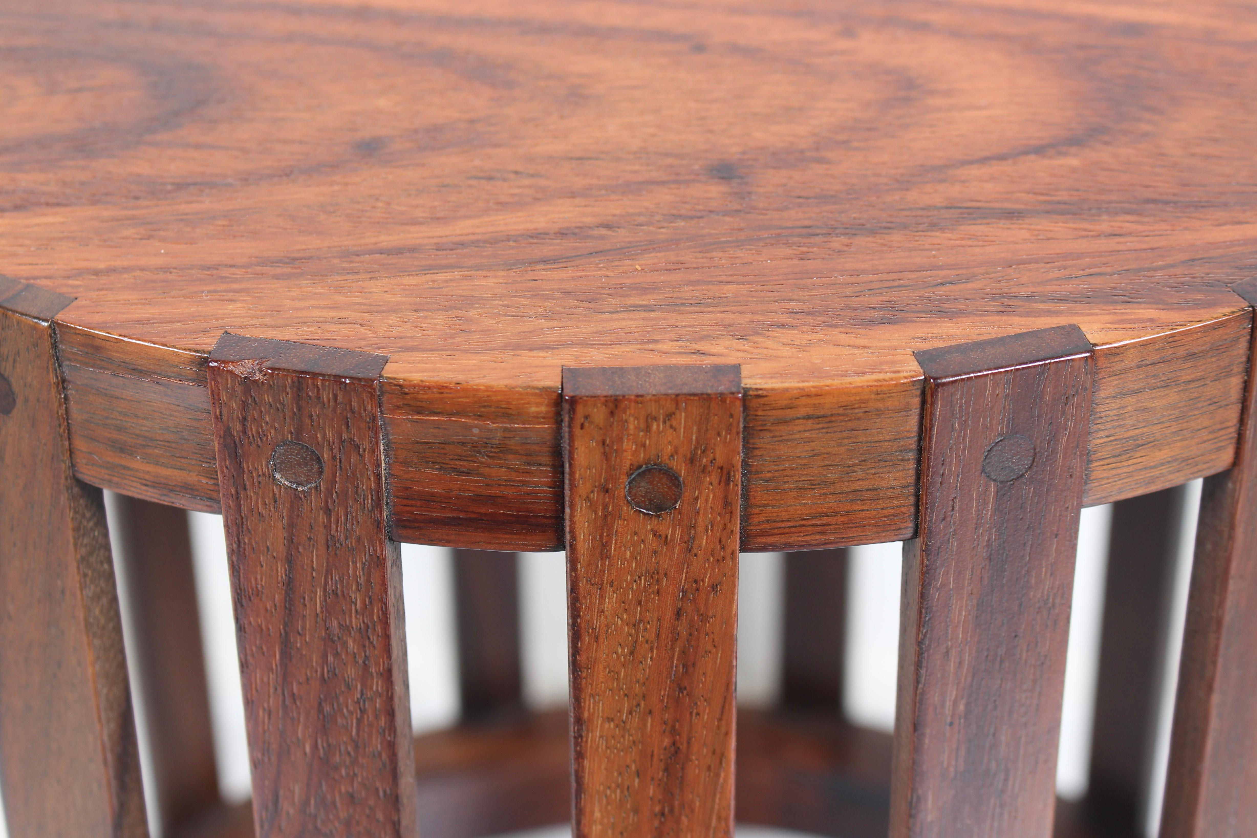 Metropolitan Furniture Corp. Circular Slatted Solid Rosewood Occasional Table 5