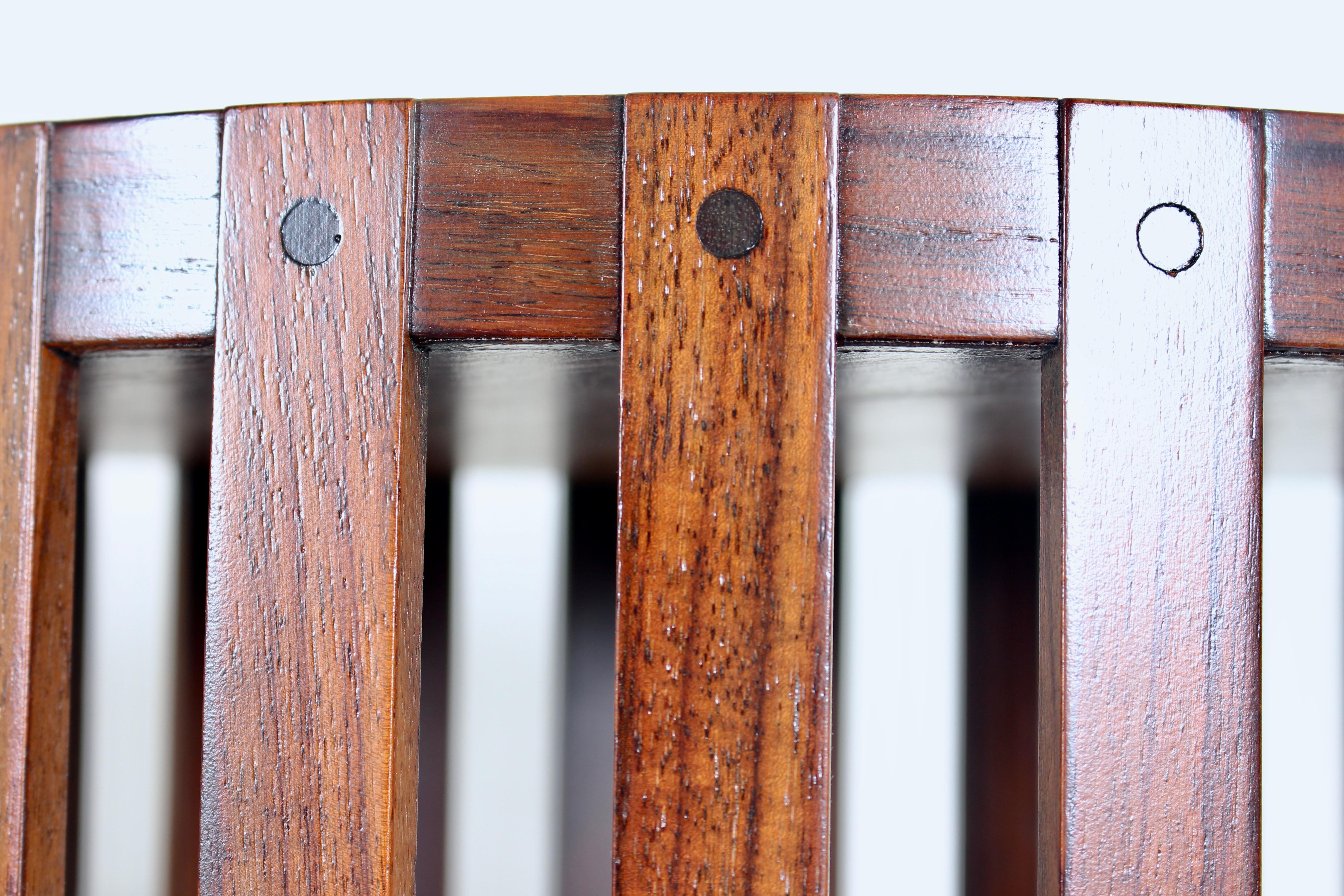 Metropolitan Furniture Corp. Circular Slatted Solid Rosewood Occasional Table 7