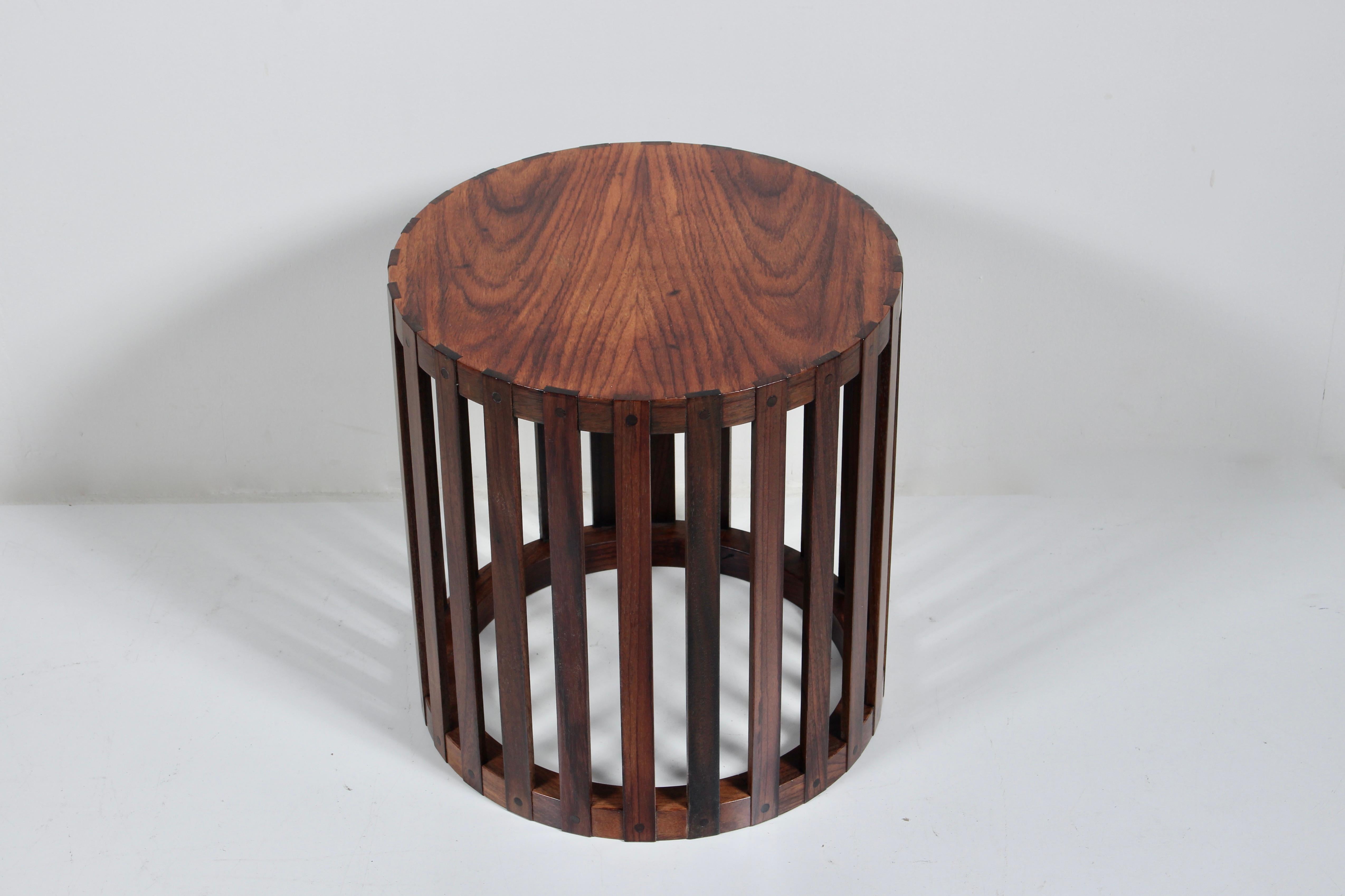 Metropolitan Furniture Corp. Circular Slatted Solid Rosewood Occasional Table 12