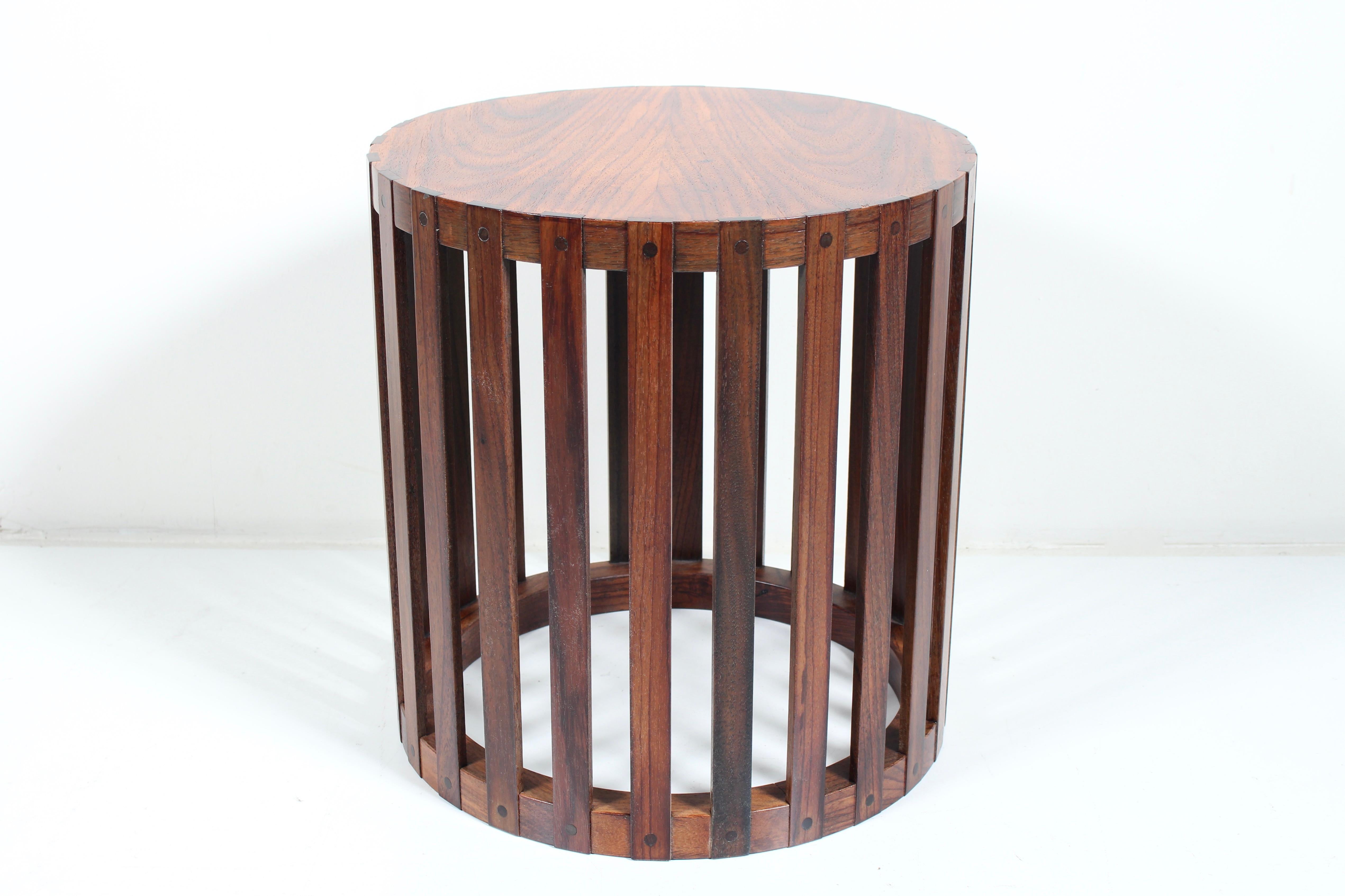 Metropolitan Furniture Corp. Circular Slatted Solid Rosewood Occasional Table 14