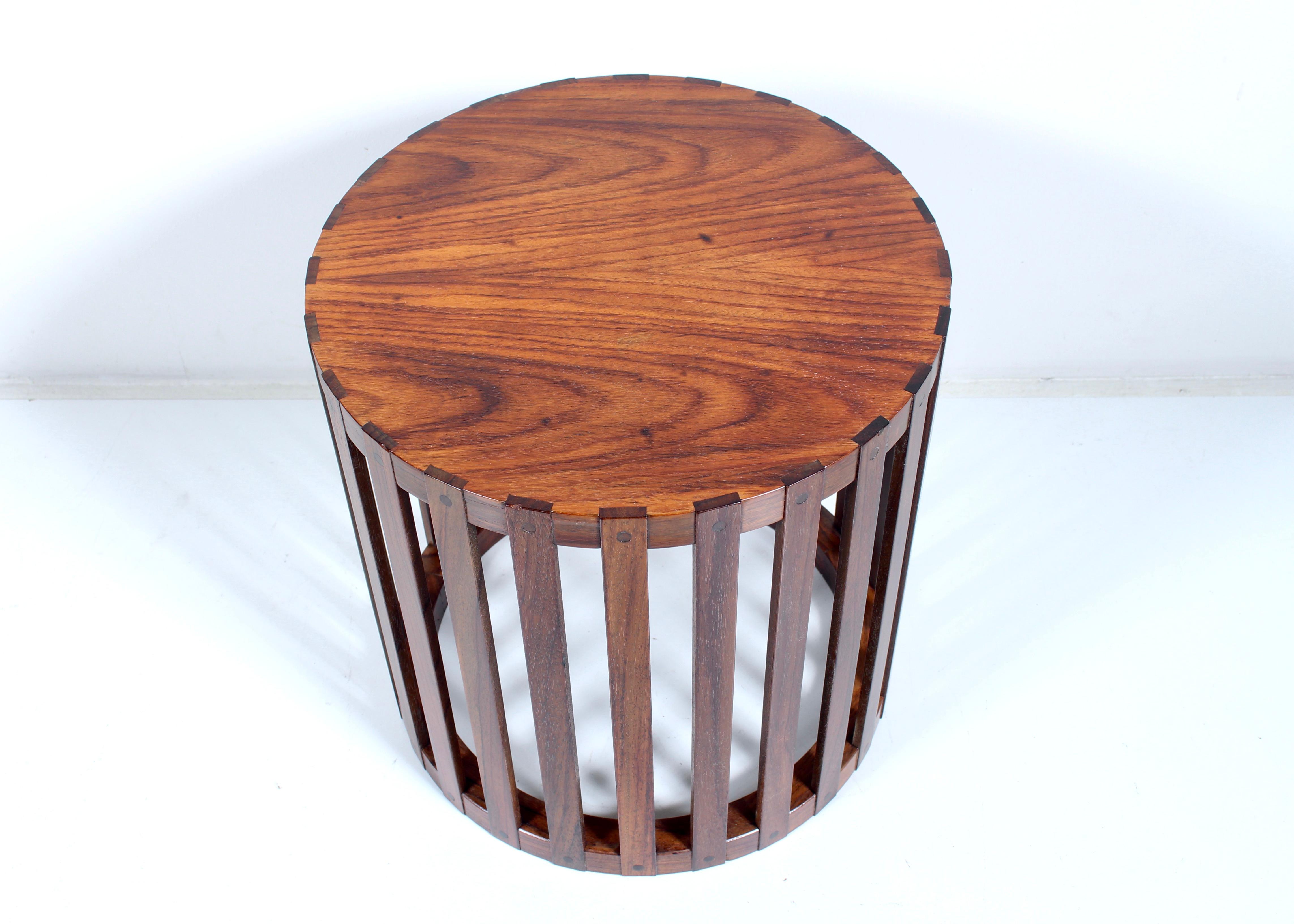 Mid-Century Modern Metropolitan Furniture Corp. Circular Slatted Solid Rosewood Occasional Table