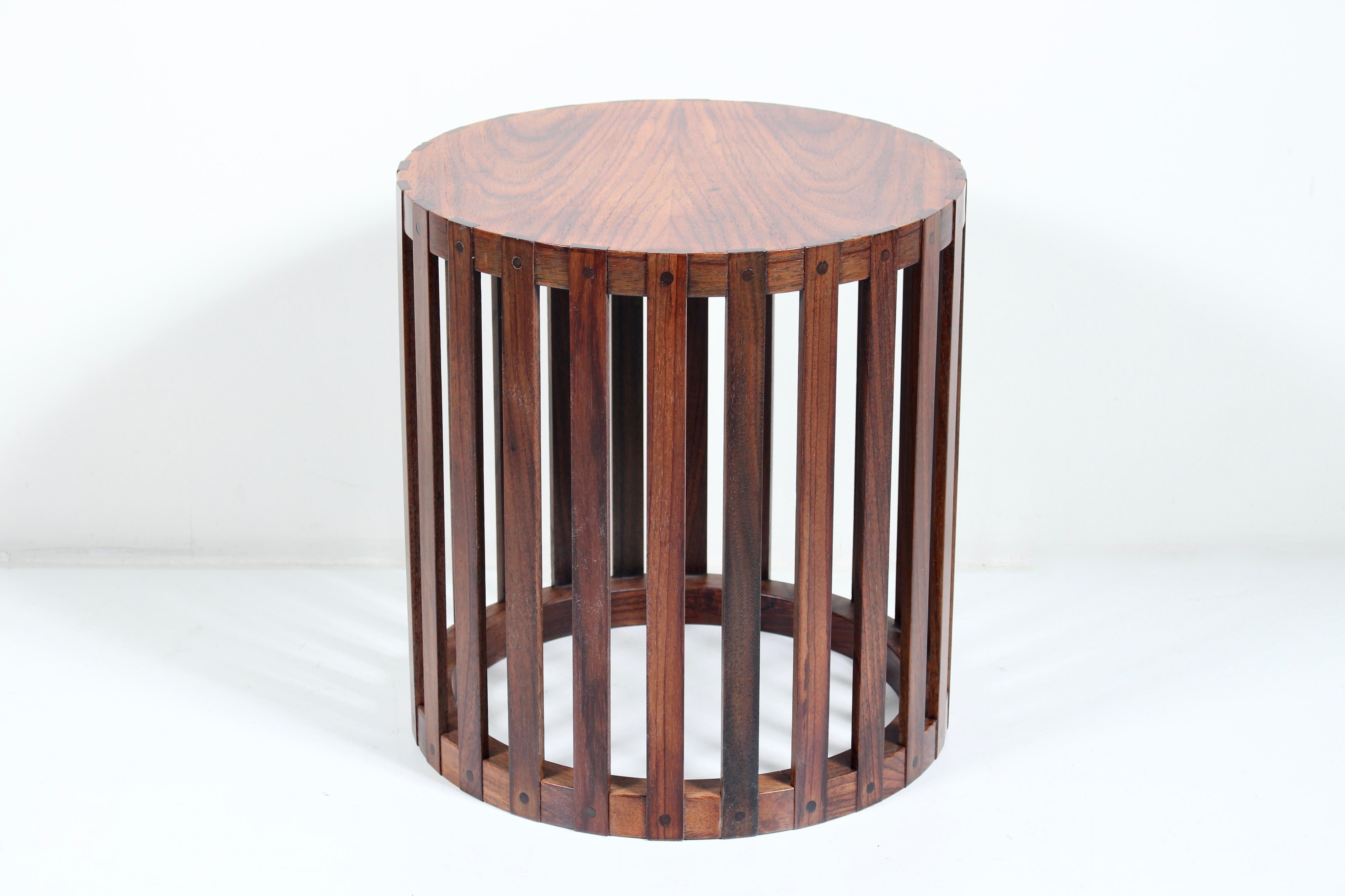 American Metropolitan Furniture Corp. Circular Slatted Solid Rosewood Occasional Table