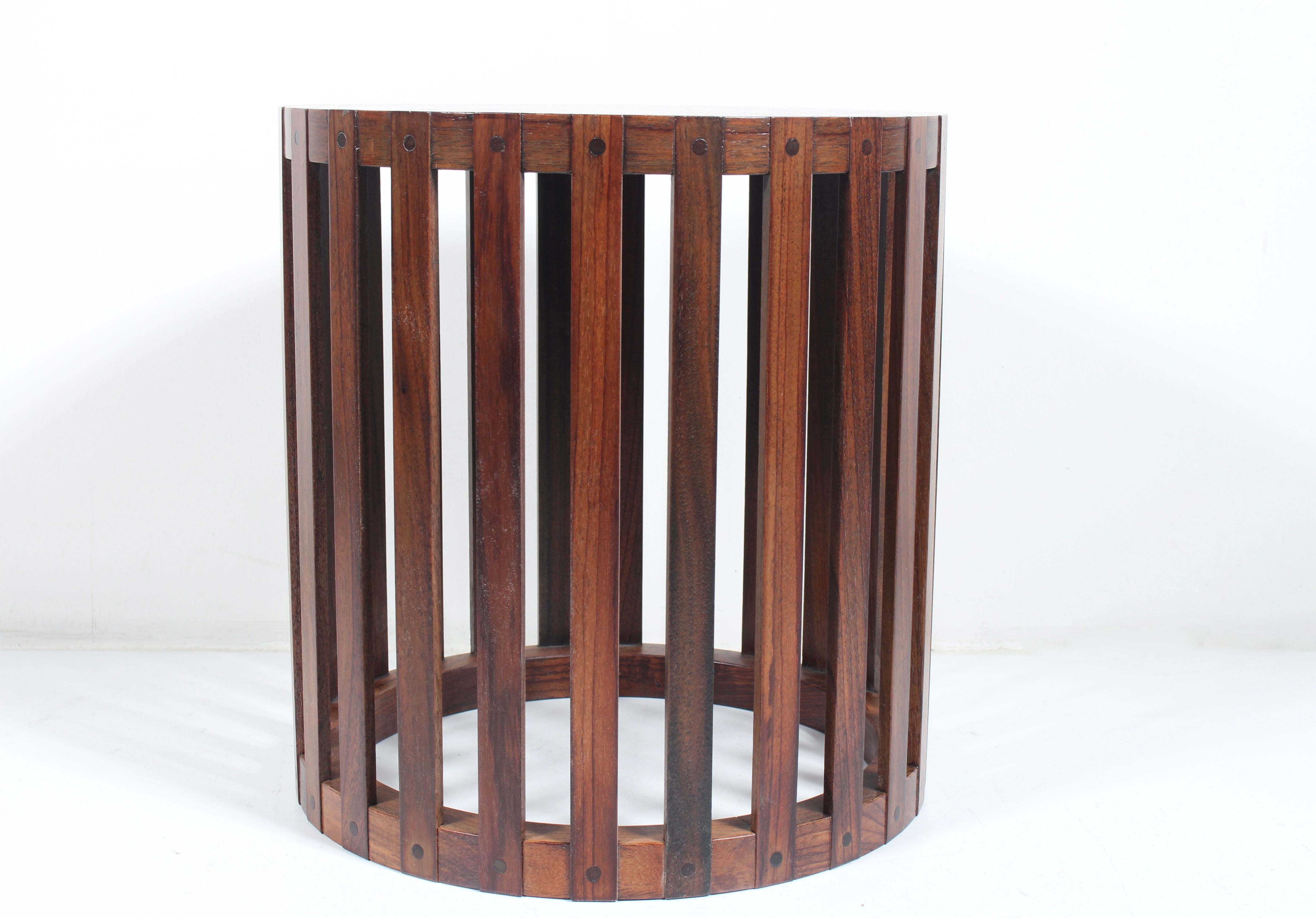 Metropolitan Furniture Corp. Circular Slatted Solid Rosewood Occasional Table In Good Condition In Bainbridge, NY