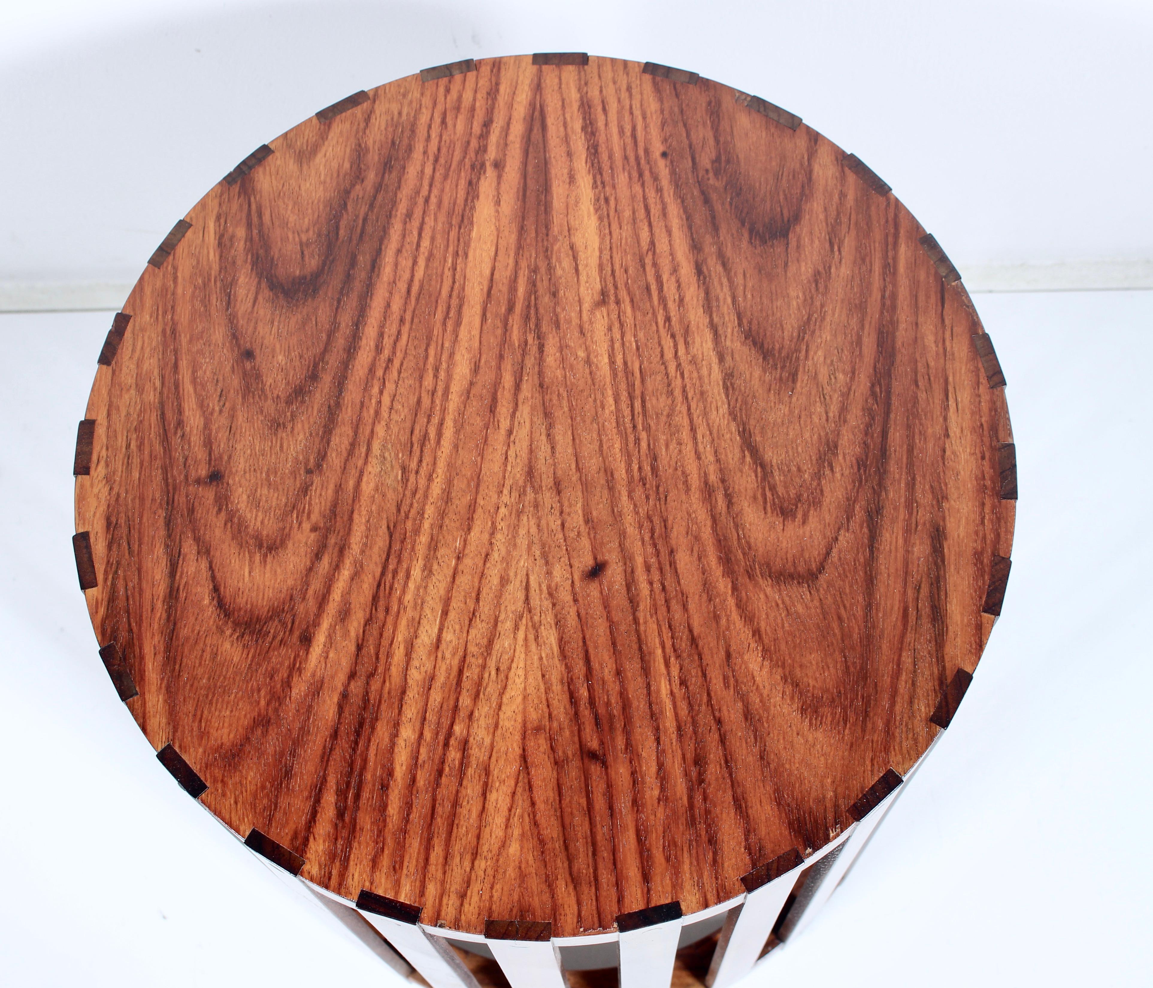 Mid-20th Century Metropolitan Furniture Corp. Circular Slatted Solid Rosewood Occasional Table