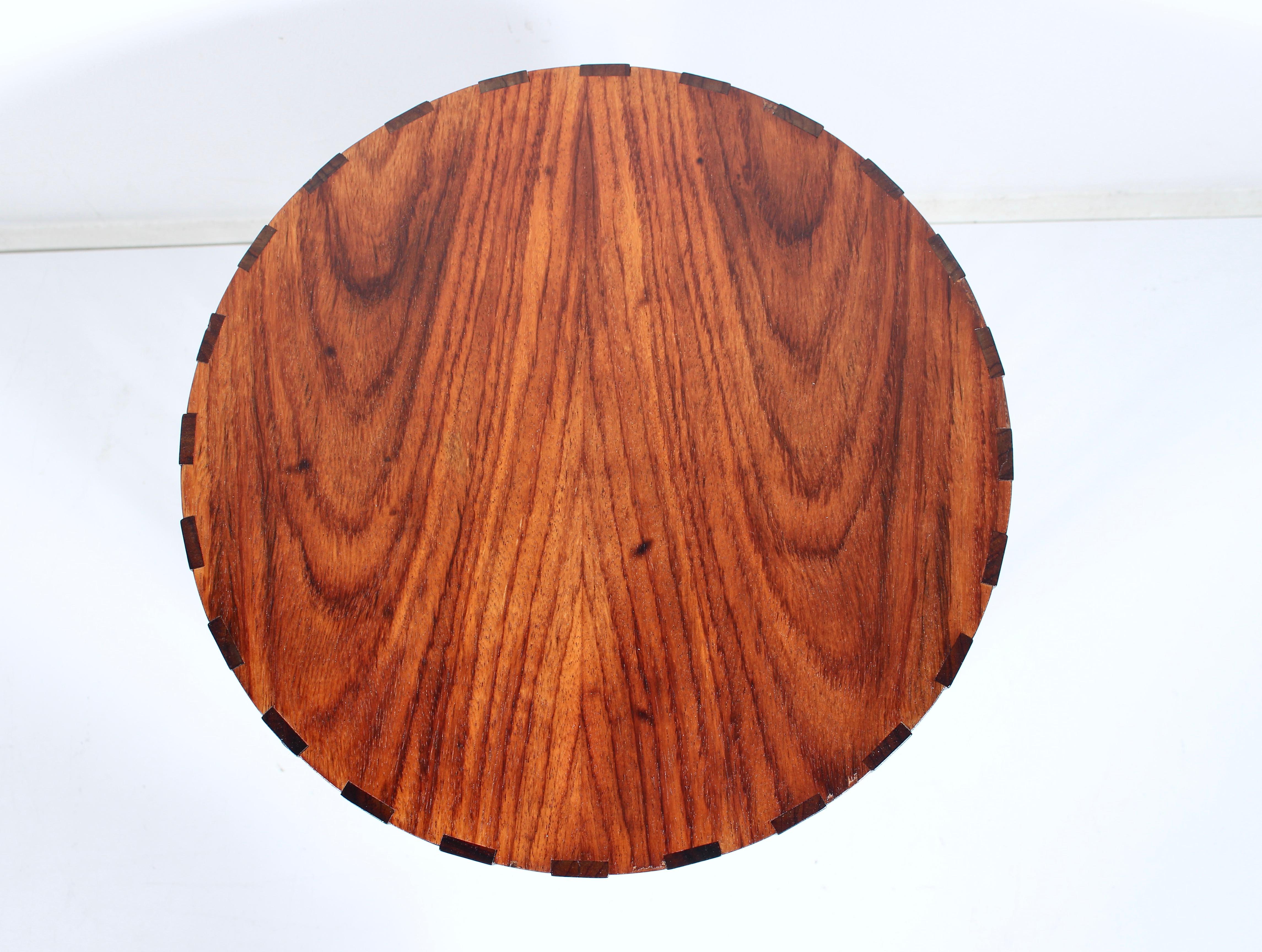 Metropolitan Furniture Corp. Circular Slatted Solid Rosewood Occasional Table 1