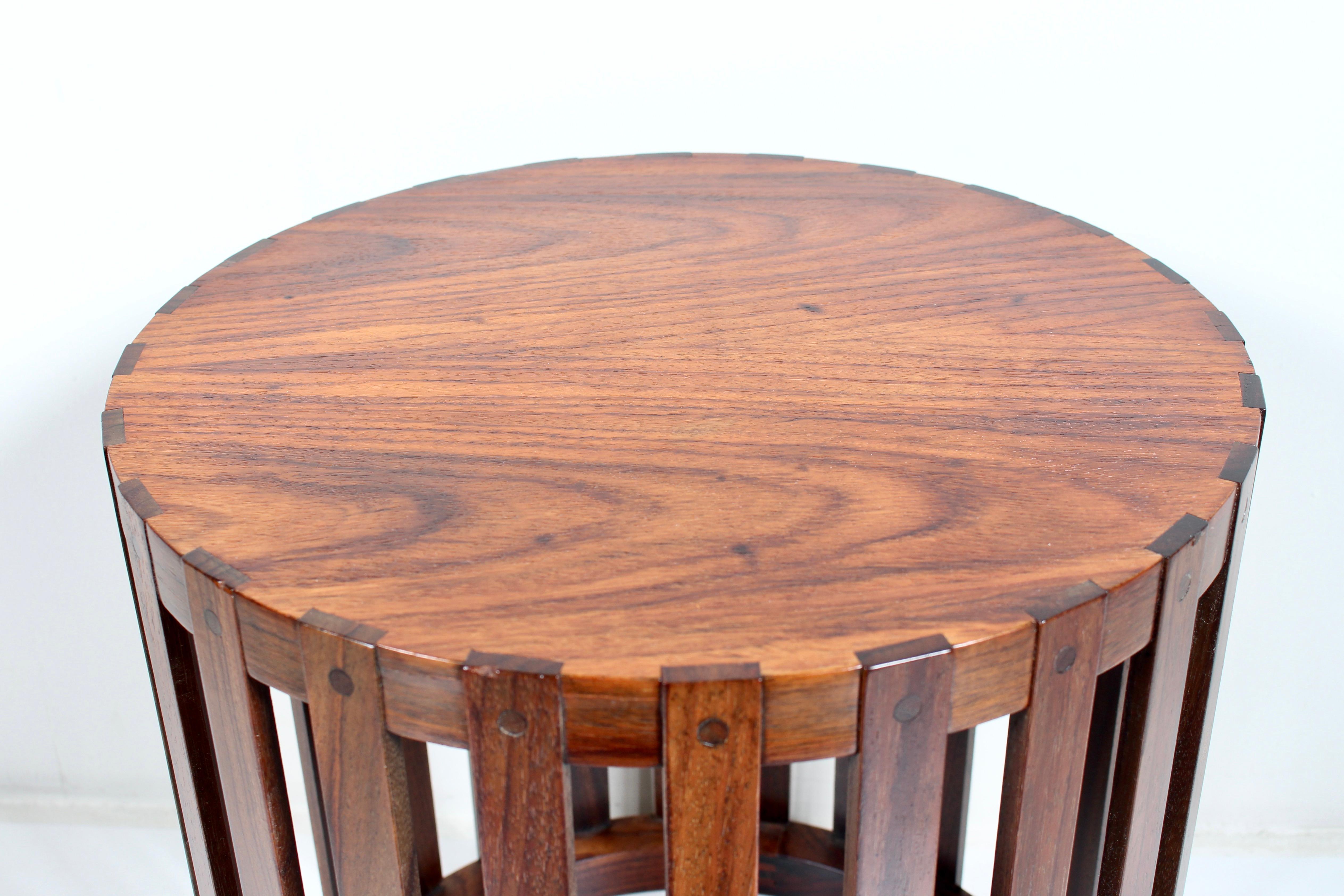 Metropolitan Furniture Corp. Circular Slatted Solid Rosewood Occasional Table 2