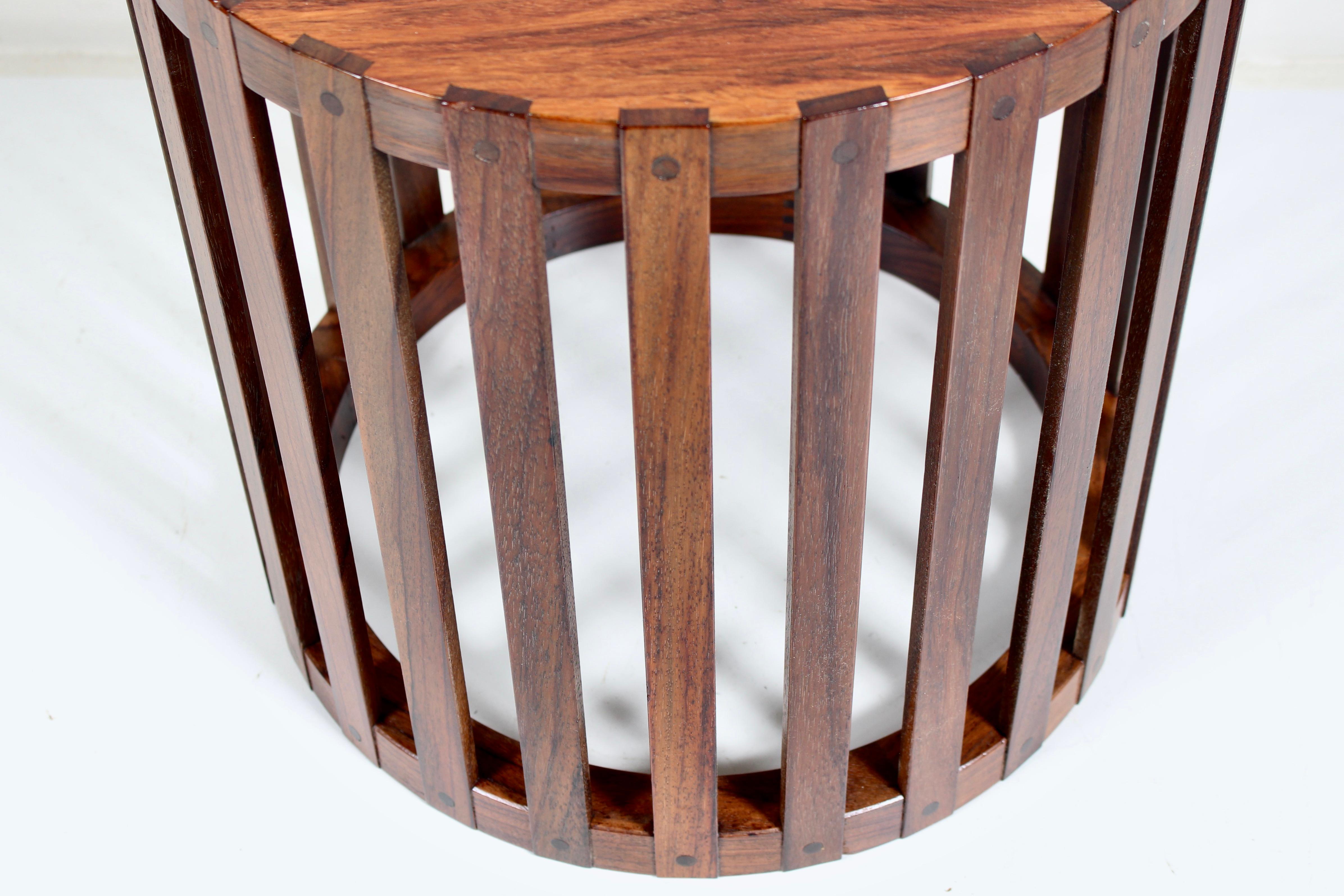 Metropolitan Furniture Corp. Circular Slatted Solid Rosewood Occasional Table 3
