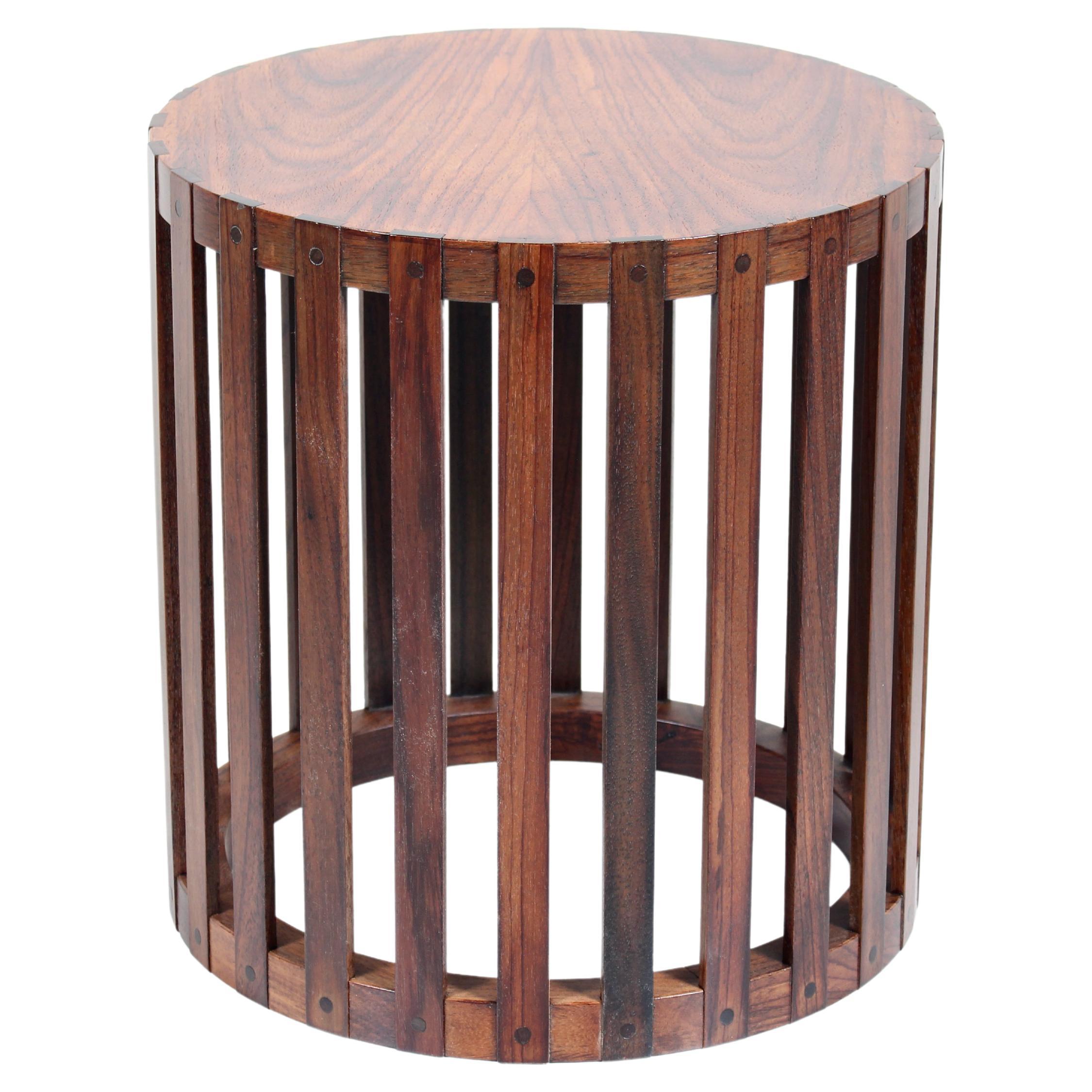 Metropolitan Furniture Corp. Circular Slatted Solid Rosewood Occasional Table