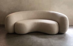 Minimalist Hand-sculpted Circular Beige Fabric Sofa with MDF Frame by kar