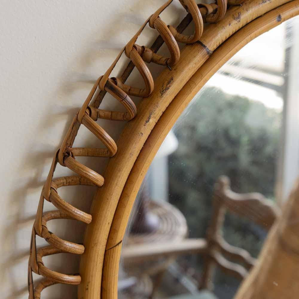 Circular Spiral Rattan Mirror For Sale 1