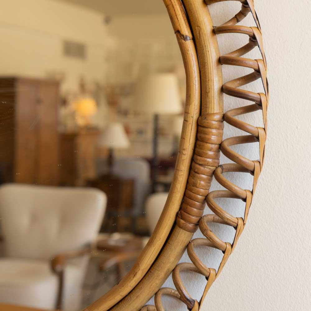 Circular Spiral Rattan Mirror For Sale 2