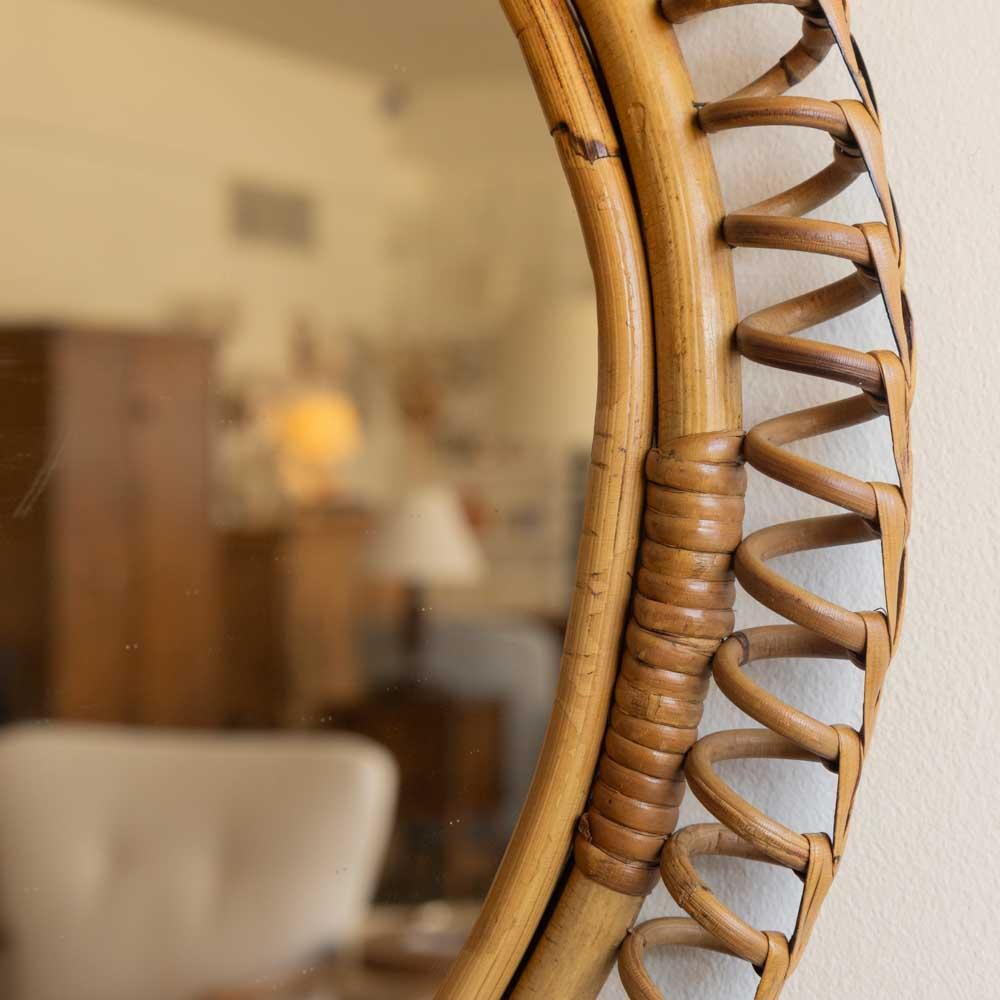 Circular Spiral Rattan Mirror For Sale 4