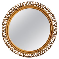 Miroir circulaire en spirale en rotin