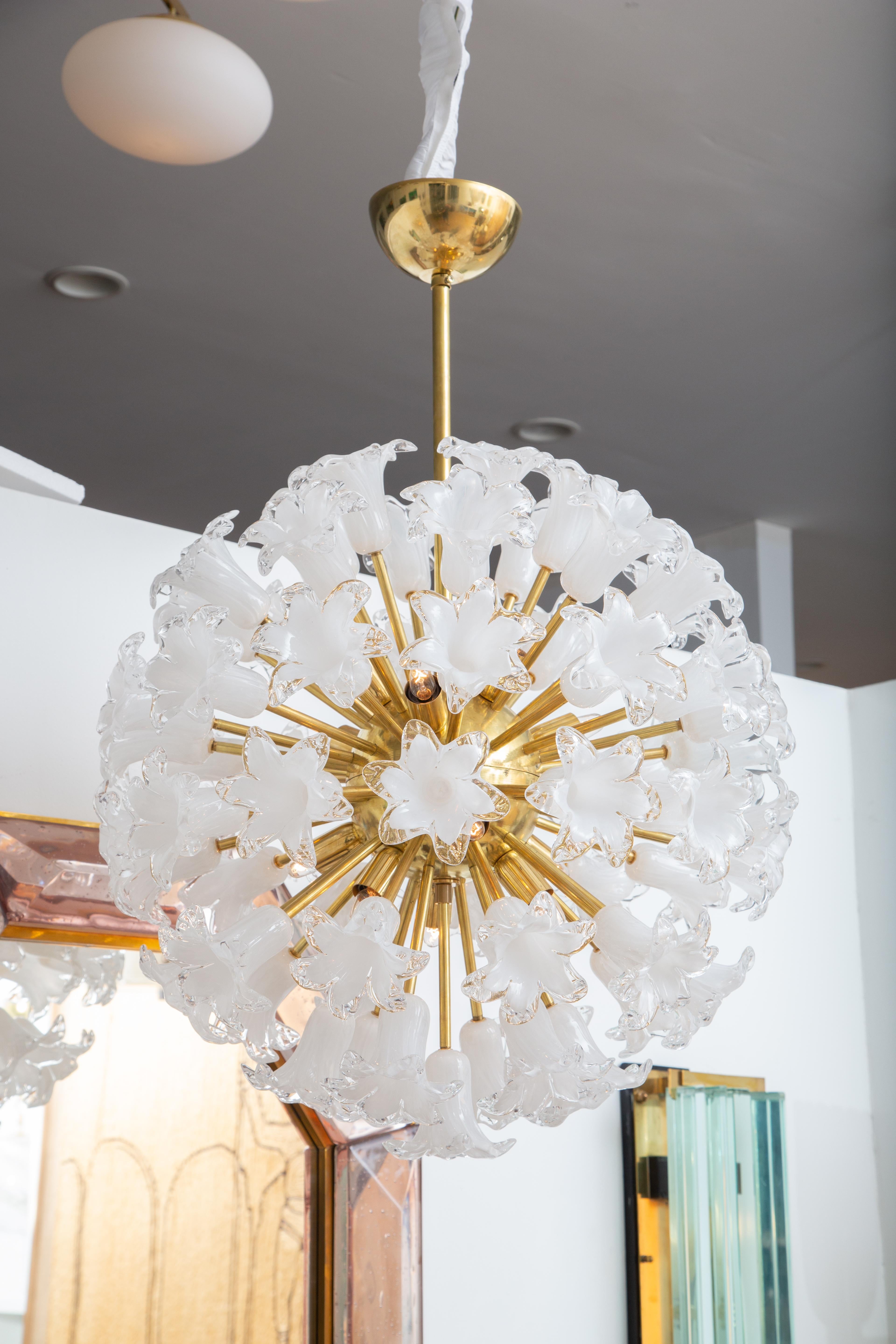 Circular Sputnik with Murano Glass Flowers, in Stock 1