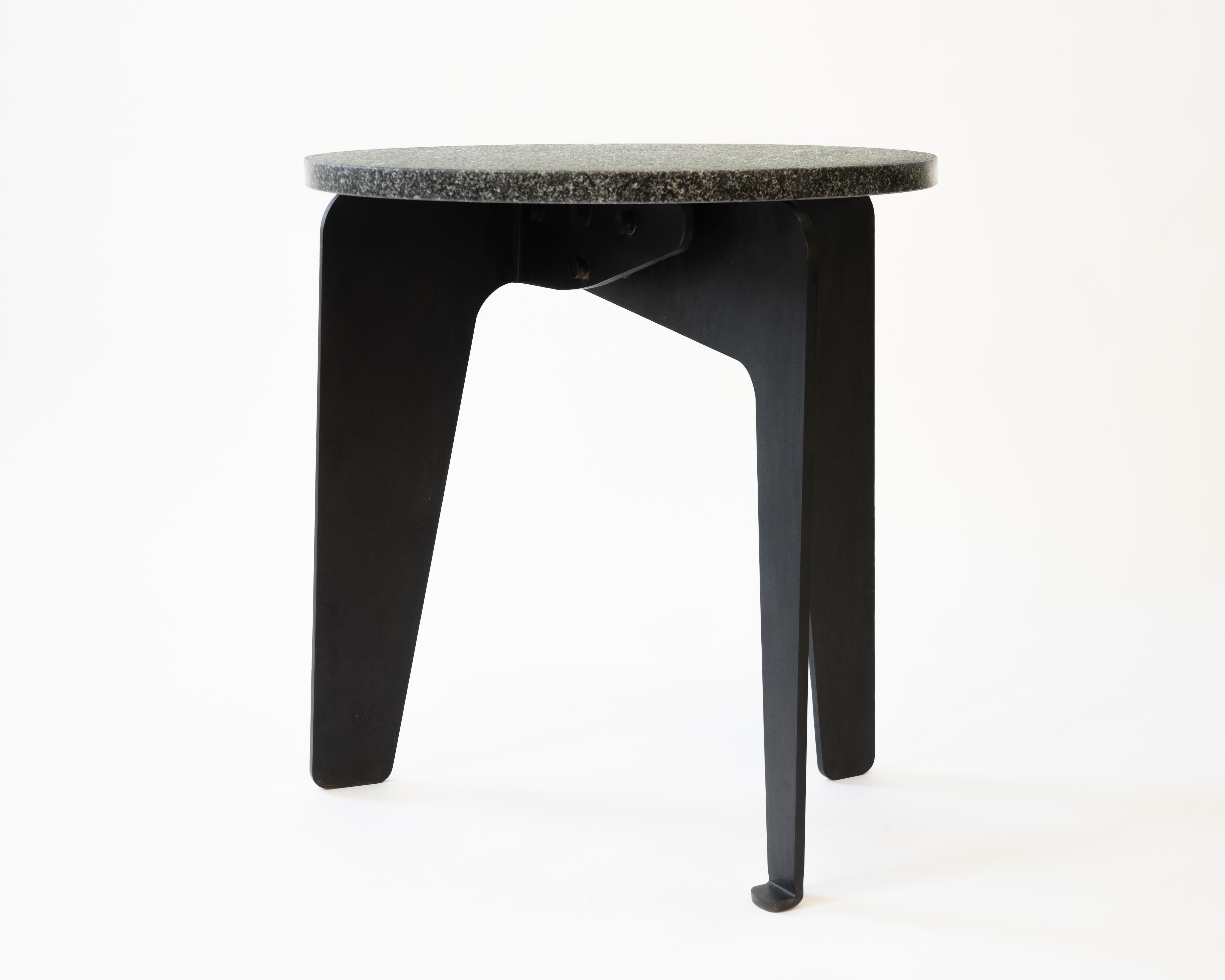 Circular Stone Table Black Modern/Contemporary Hand Carved Blackened Steel In New Condition In Bronx, NY