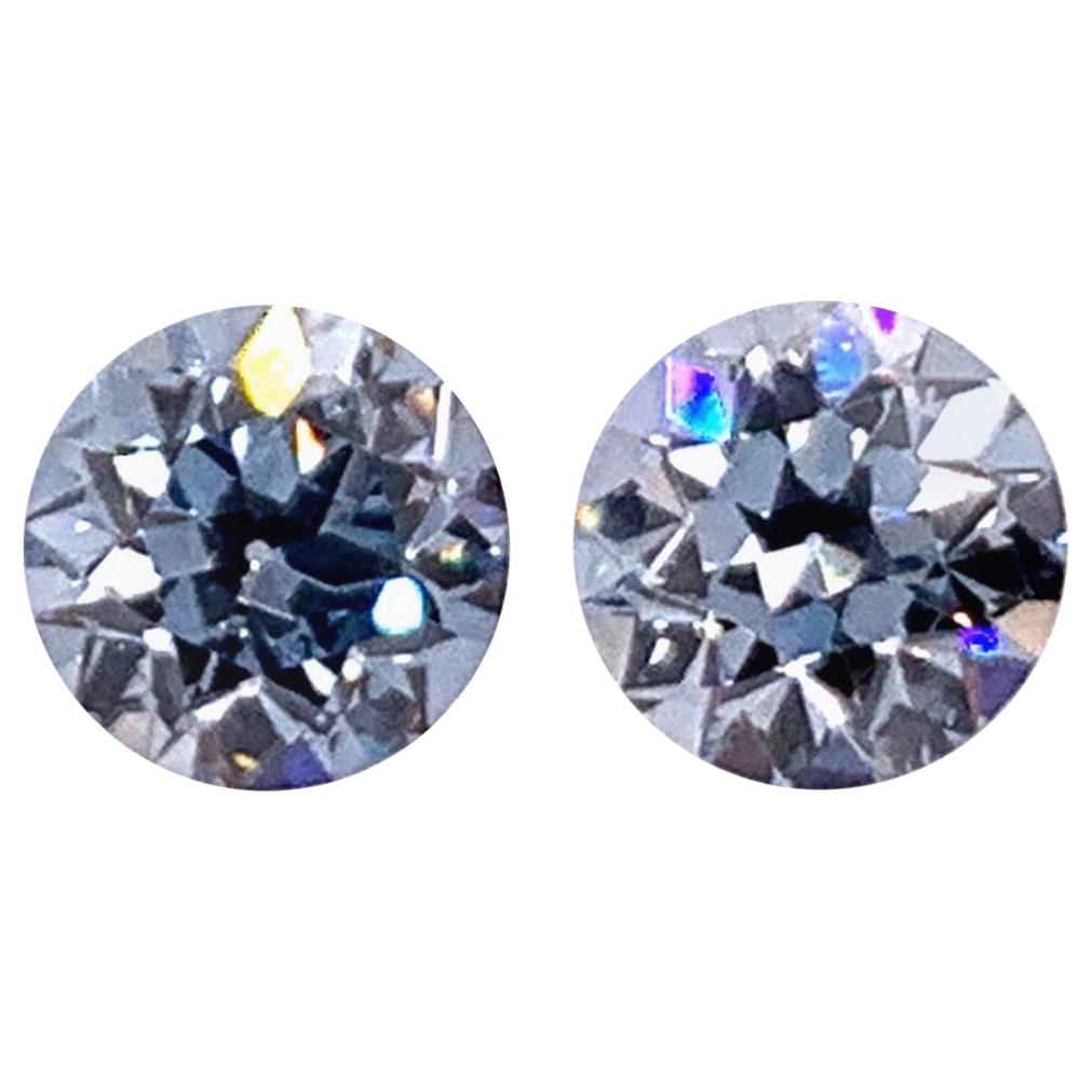 Circular Studs GIA Certified Natural 1.50 Carat Fancy and Intense Blue Diamonds