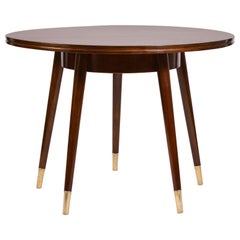 Circular Sunburst Table with Five Legs and Brass Sabots