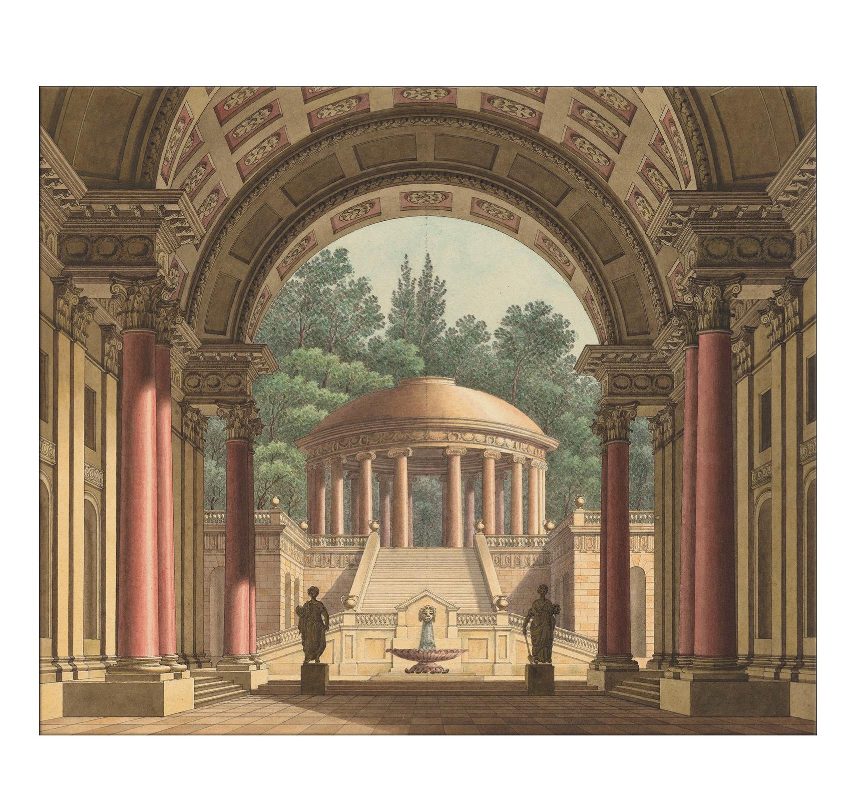 Circular Temple, after Louis XVI Architectural by Josef Platzer For Sale