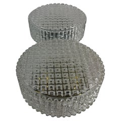 Set of 2 textured glass Ceiling/Wall Lamps attributed to Rupert Nikoll, 1960s
