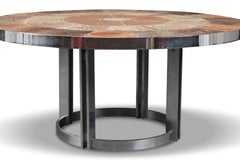 Circular Tile + Aluminum Coffee Table by Haslev