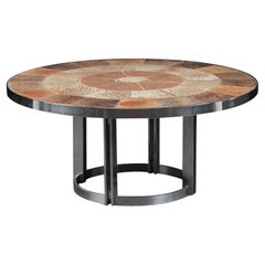 Circular Tile + Aluminum Coffee Table by Haslev