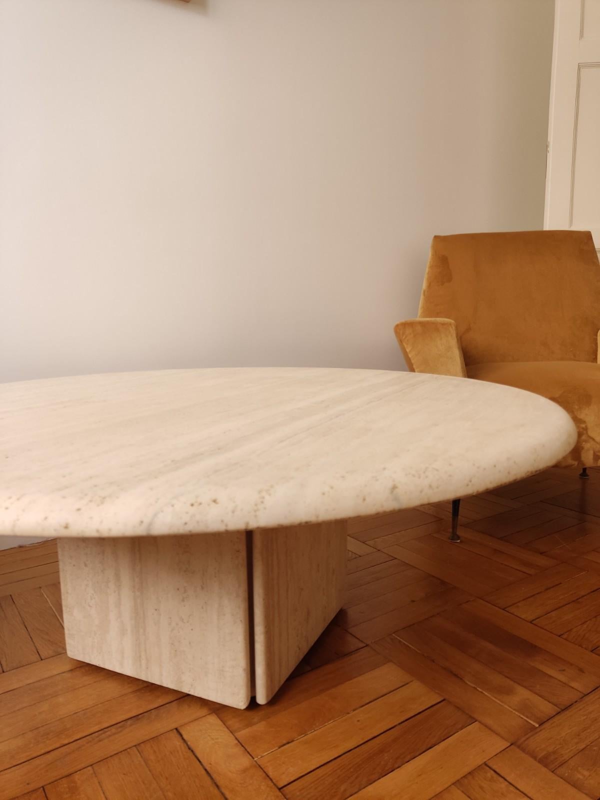 Circular Travertine Coffee Table, Claude Berraldacci For Sale 3
