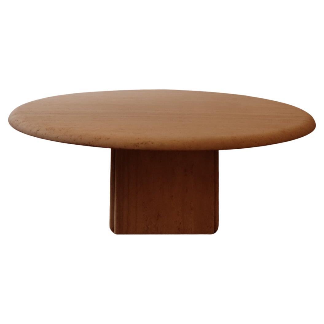 Circular Travertine Coffee Table, Claude Berraldacci For Sale