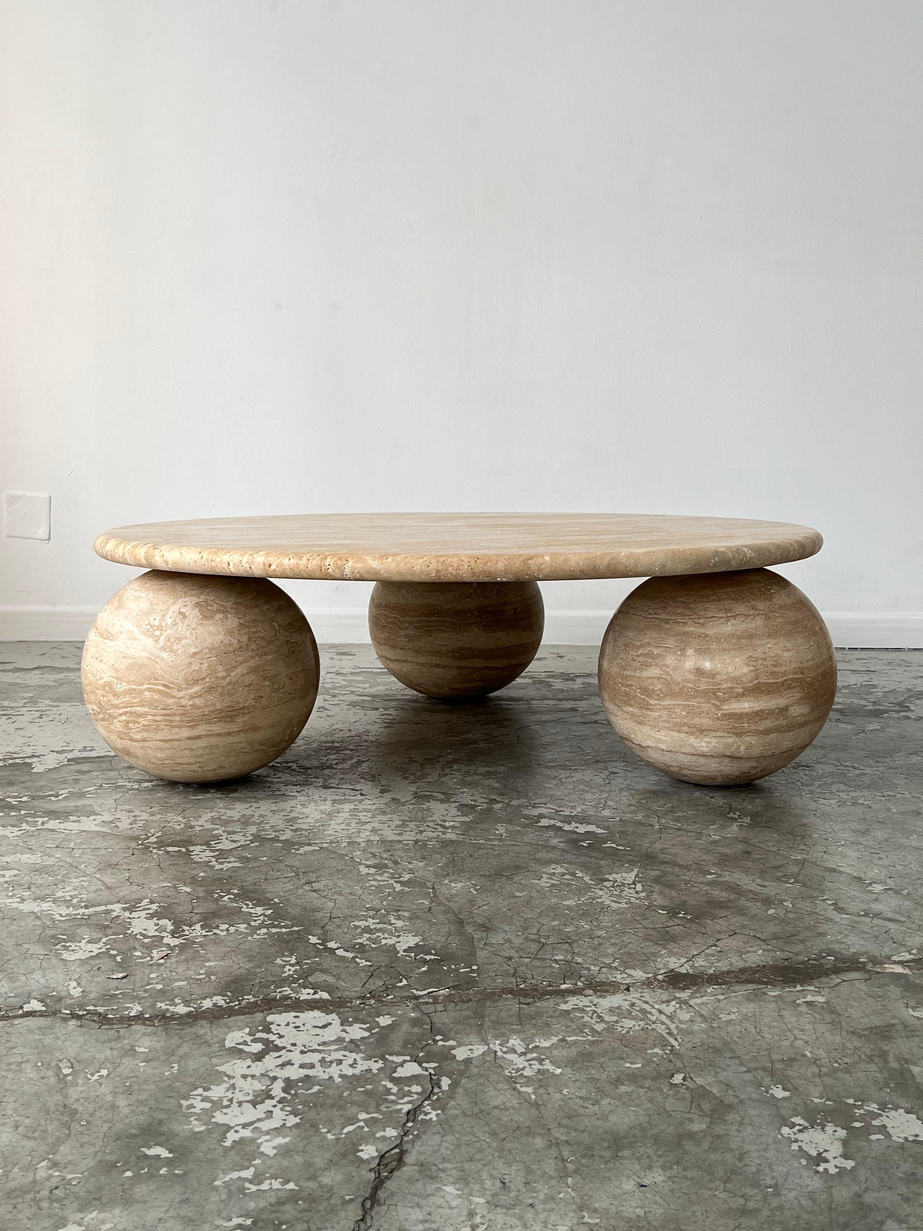 Minimalist Circular travertine coffee table