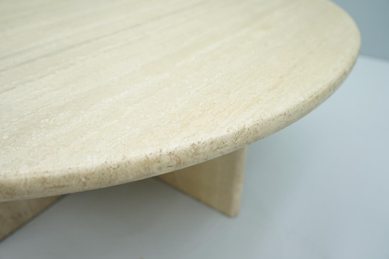 Circular Travertine Coffee Table, Italy, 1970s For Sale 5