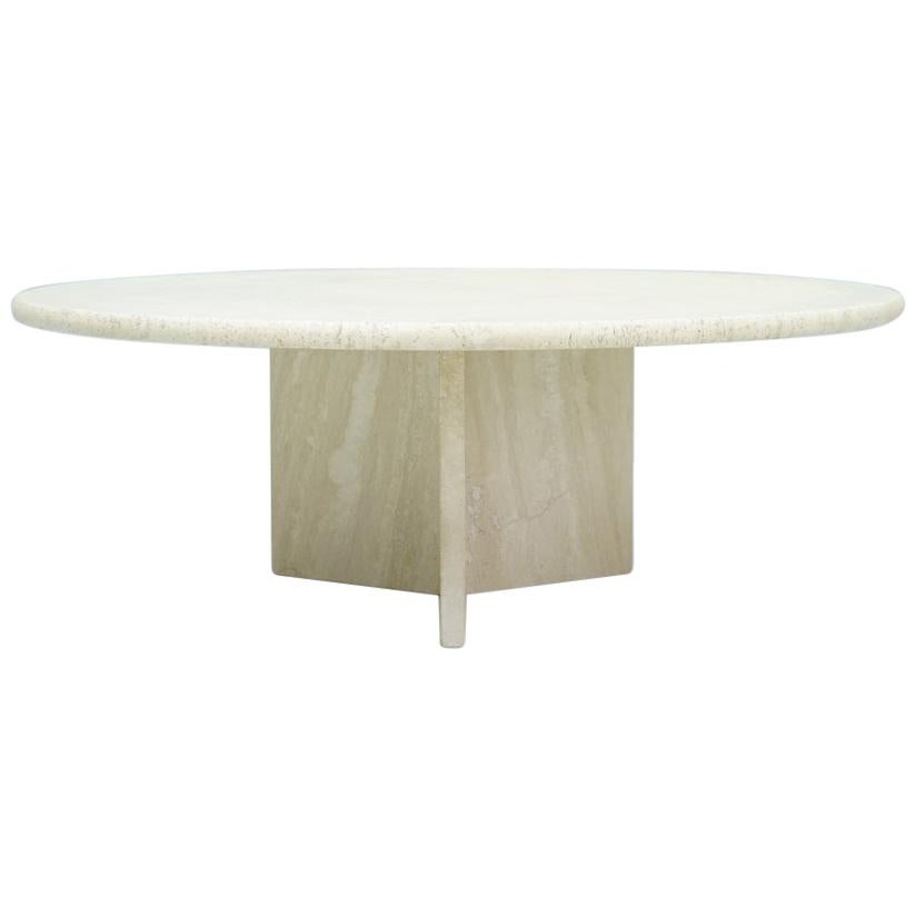 Circular Travertine Coffee Table, Italy, 1970s For Sale