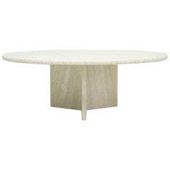 Circular Travertine Coffee Table, Italy, 1970s